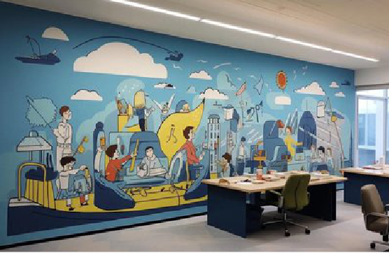 潜江办公室墙绘的特点。